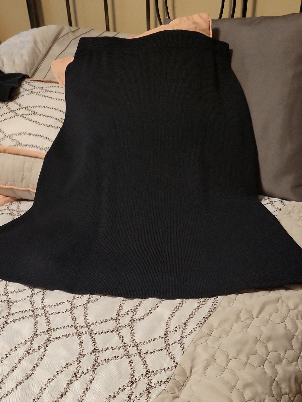 St. John Collection Black Knit A-Line Skirt